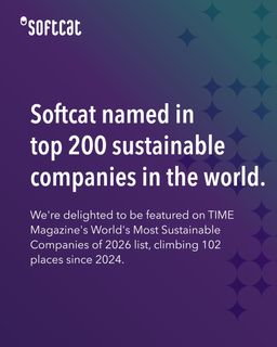 We’re in the top 200 globally! ⭐

We’re delighted that Softcat has been featured on TIME Magazine’s World's Most Sustainable Companies of 2026 list, climbing 102 places since 2024. 

This achievement reflects our commitment to making a positive impact fo