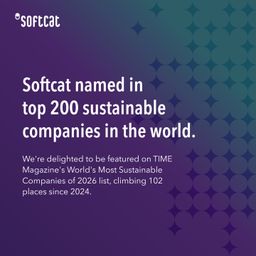 We’re in the top 200 globally! ⭐
We’re delighted that Softcat has been featured on TIME Magazine’s World's Most Sustainable Companies of 2026 list, climbing 102 places since 2024.
This achievement reflects our commitment to making a positive impact fo