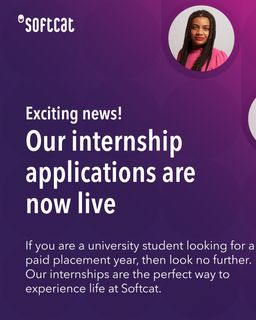 Applications for our Internship Programme are now open! 📢 

At Softcat, our interns make an impact from day one. 

With opportunities across Sales, Business Operations, Tech & Services, and Commercial, you'll work on meaningful projects, develop in-deman