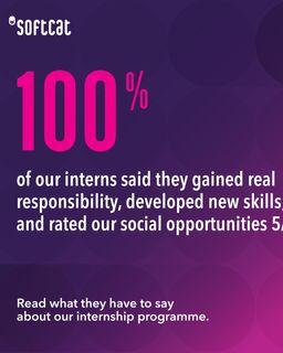 1 week to go! 🎉
 
Applications for Softcat's Internship Programme open next week!
 
Looking for an opportunity to gain valuable experience, develop your skills and kick-start your career? Hear from our recent interns as they share their experiences and t