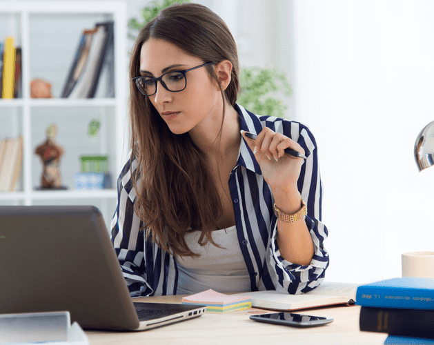 Woman working on laptop