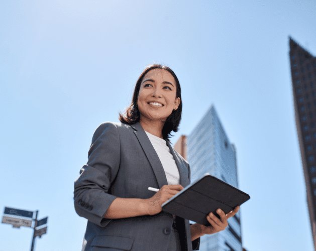 woman smiling device
