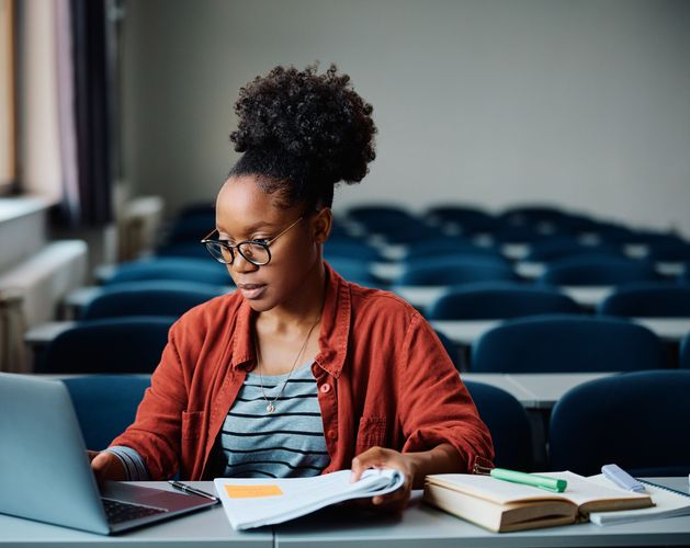 University woman laptop
