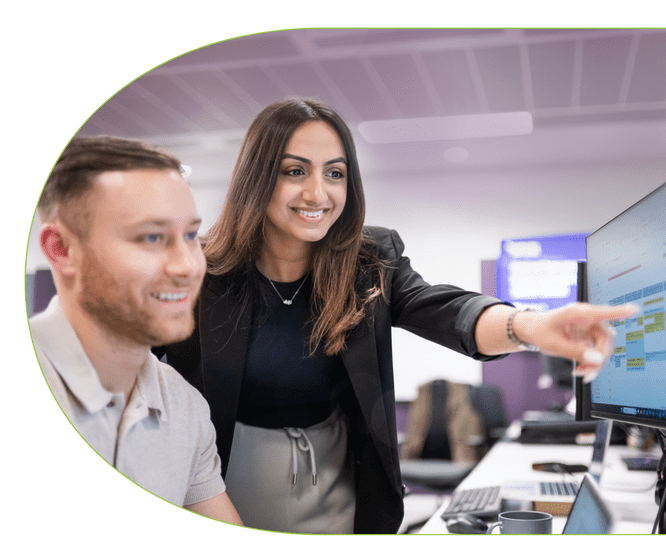 pointing at screen foreground